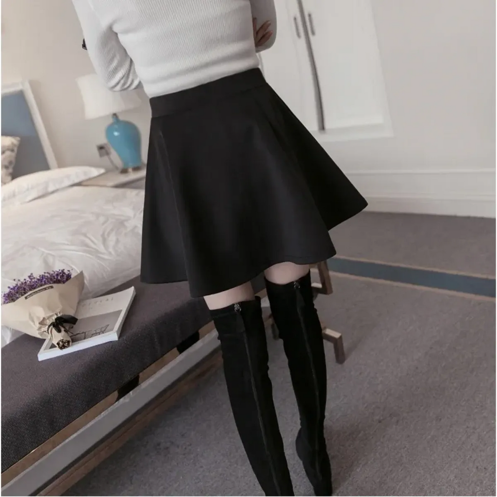 Harajuku Skater Skirt – High Waist A-Line Mini Skirt for Women